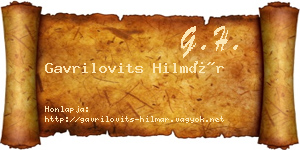 Gavrilovits Hilmár névjegykártya